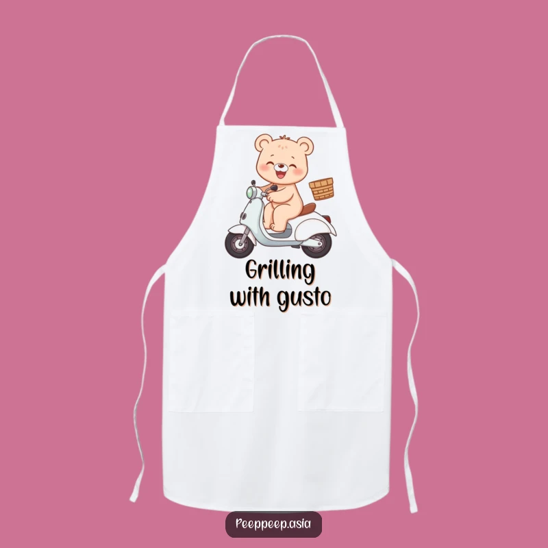 Funny Bear Scooter Apron: Gleeful Chef, Fun Kitchen Style for Cooks