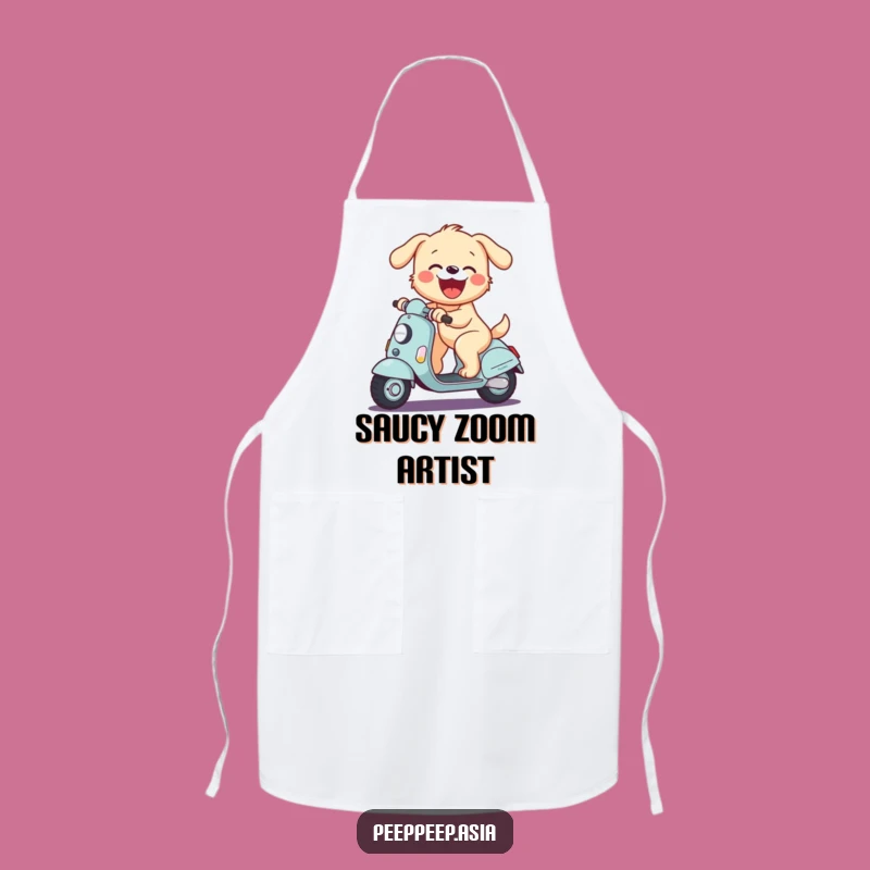 Funny Puppy Scooter Apron - Hilarious Kitchen Fun for Dog Lovers