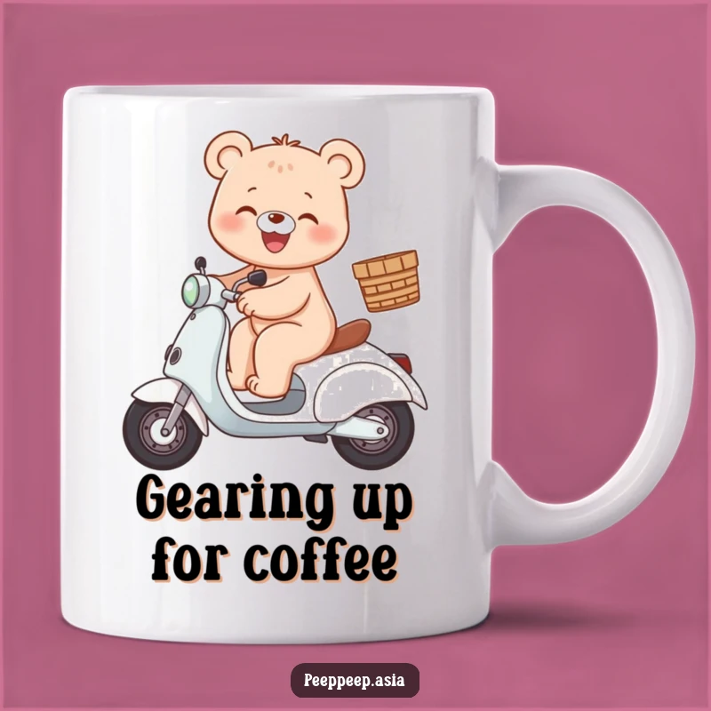 Funny Bear Scooter Mug: Gleeful Rider Gift for Bear Lovers, Perfect Fun Present