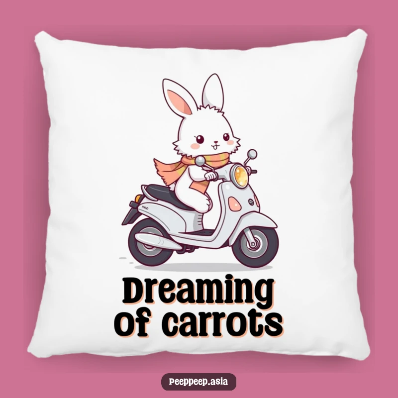 Funny Bunny Moped Pillow: Cozy Comfort with Zippy Rides!