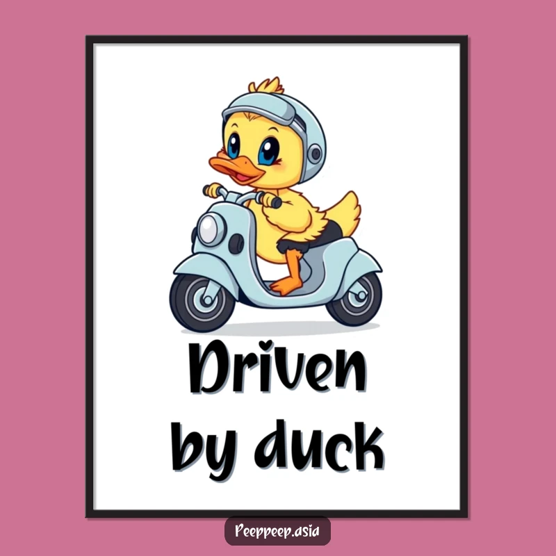 Funny Duckling Scooter Digital Art - Hilarious Instant Download Decor