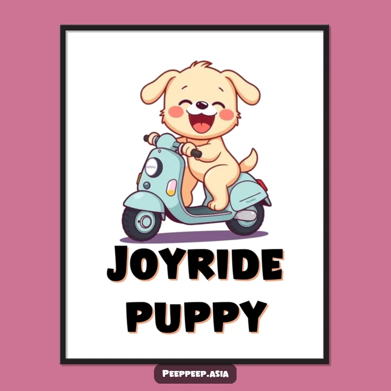 Funny Puppy Scooter Digital Art - Hilarious Instant Download Decor