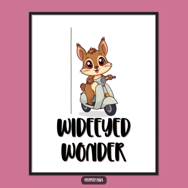 Funny Squirrel Scooter Corner Digital Art: Hilarious Print for Instant Whimsical Decor