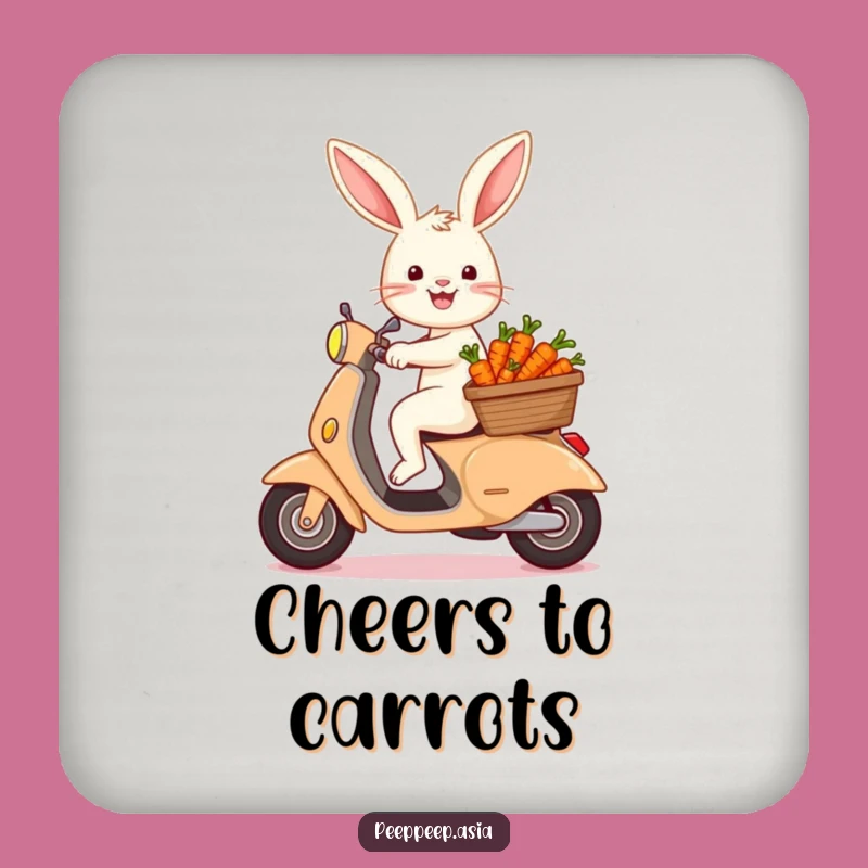 Funny Bunny Scooter Carrot Coaster: Hilarious Gift to Protect Your Surfaces