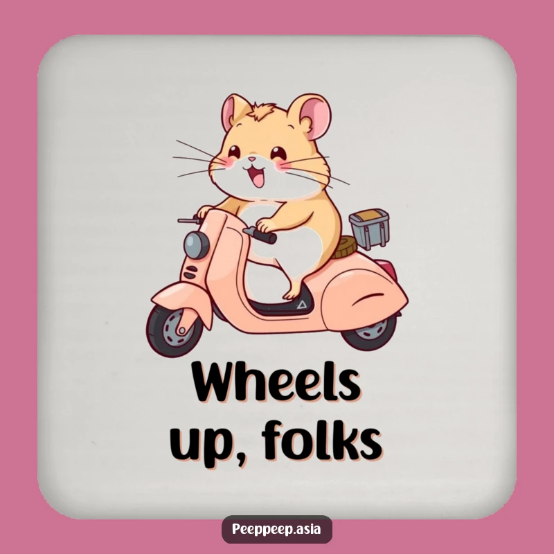 Funny Hamster Scooter Whiskers Coaster: Hilarious Gift to Protect Your Surfaces