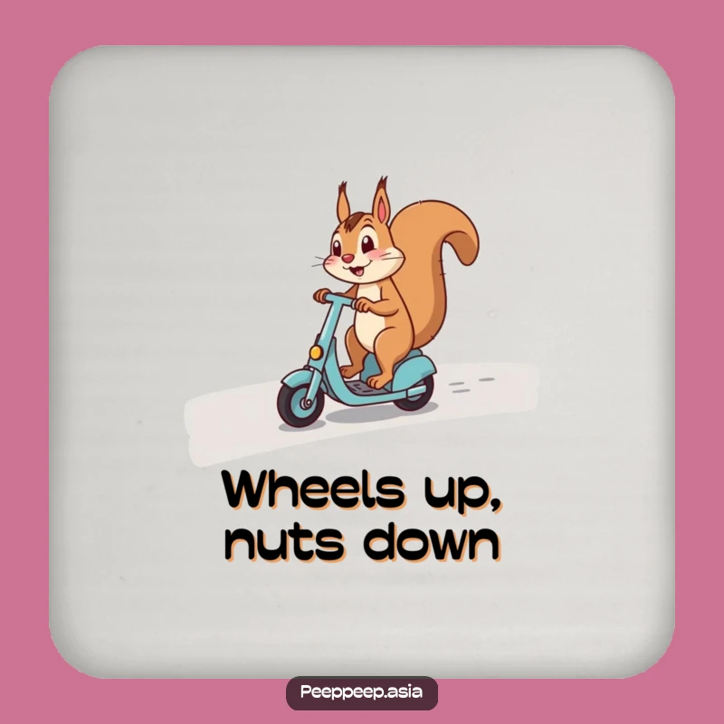 Funny Squirrel Scooter Coaster Set - Hilarious Protection for Your Surfaces