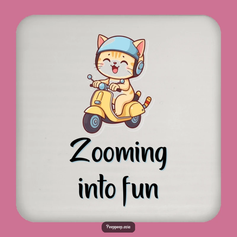 Funny Cat Scooter Helmet Coaster: Hilarious Gift to Protect Your Surfaces