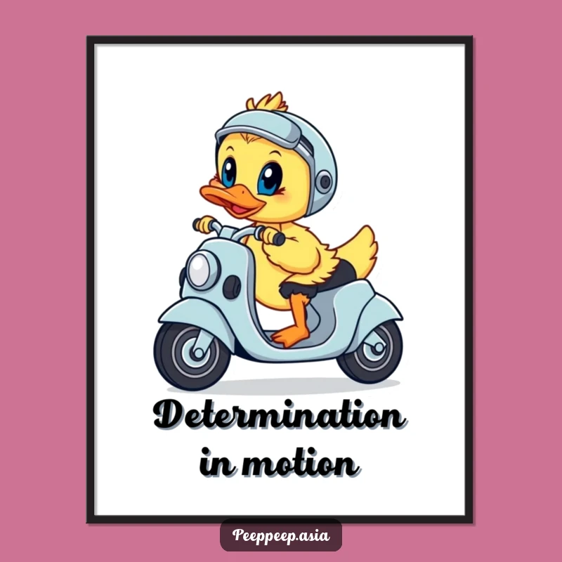 Funny Duckling Scooter Poster - Hilarious Art for Determined Decor