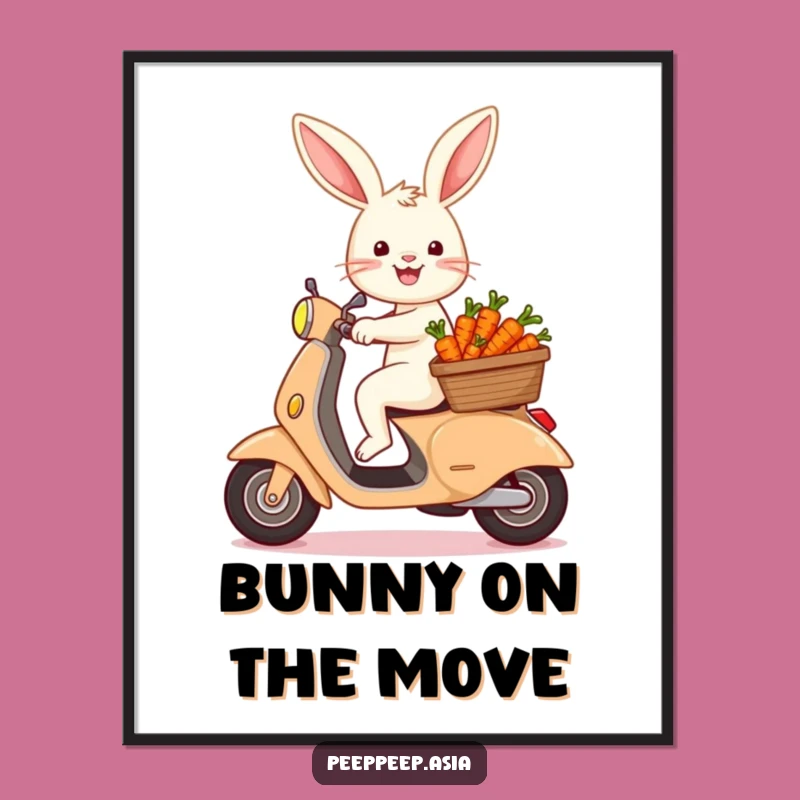 Funny Bunny Scooter Carrot Poster: Hilarious Wall Art for Rabbit Enthusiasts