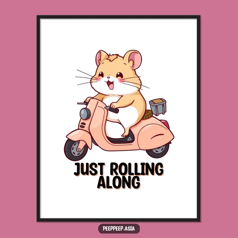 Funny Hamster Scooter Whiskers Poster: Hilarious Wall Art for Rodent Admirers