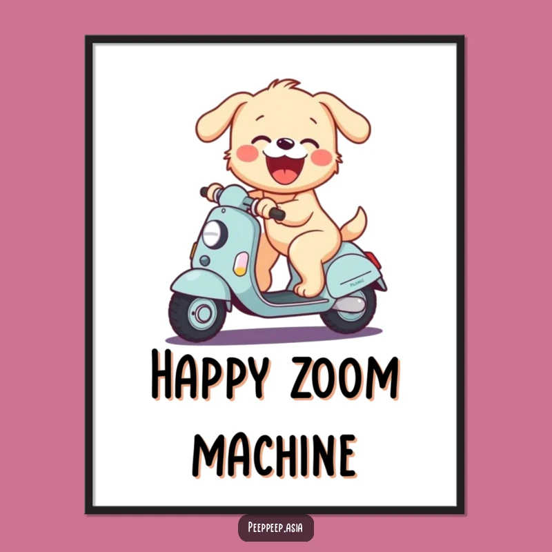 Funny Puppy Scooter Poster - Hilarious Wall Art for Dog Lovers