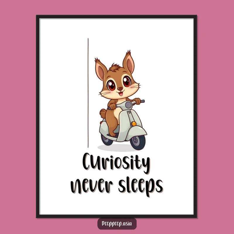 Funny Squirrel Scooter Corner Poster: Hilarious Wall Art for Wildlife Admirers