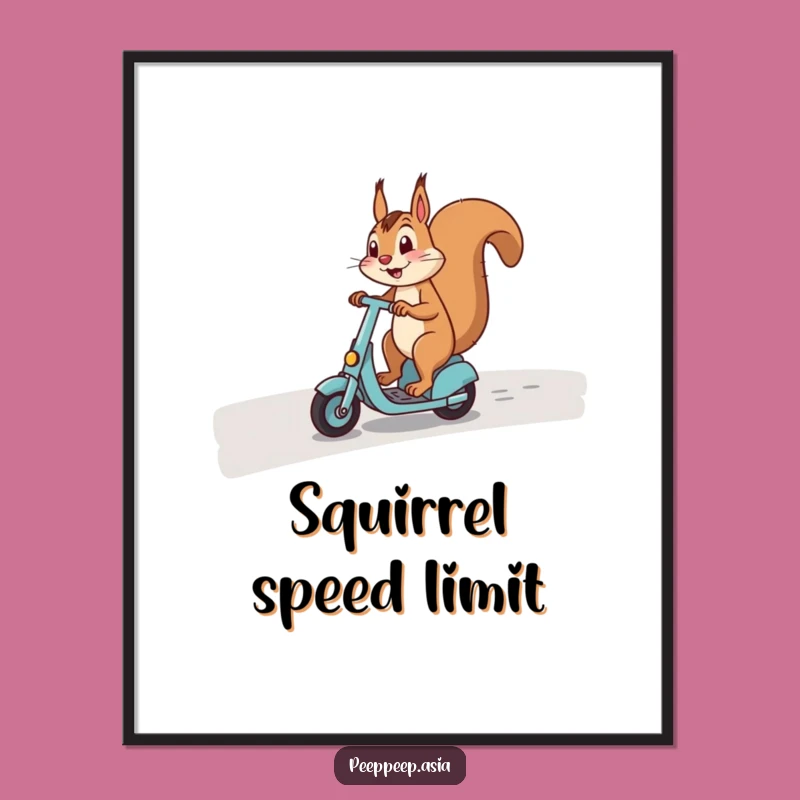 Funny Squirrel Scooter Poster - Hilarious Wall Art for a Cheerful Vibe