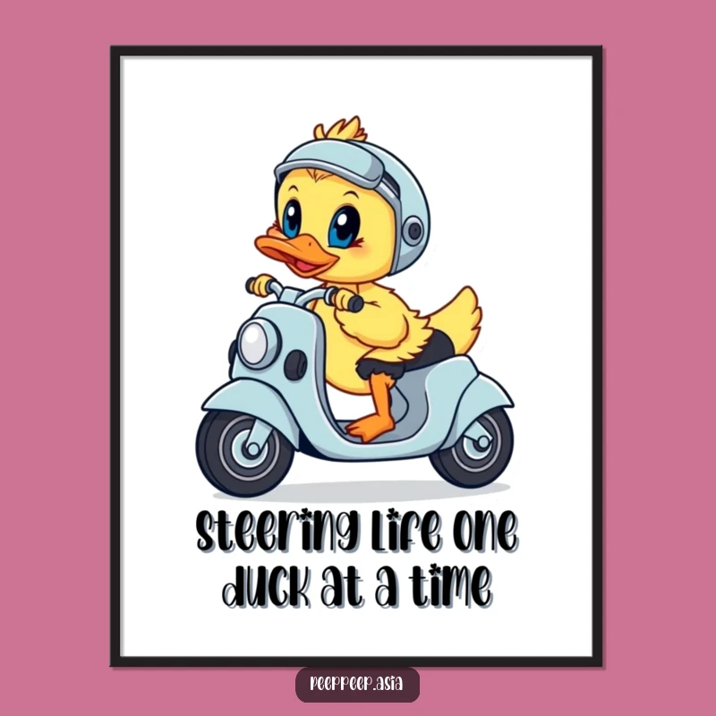 Funny Free Printable Wall Art: Determined Duckling Scooter Navigator Downloadable!