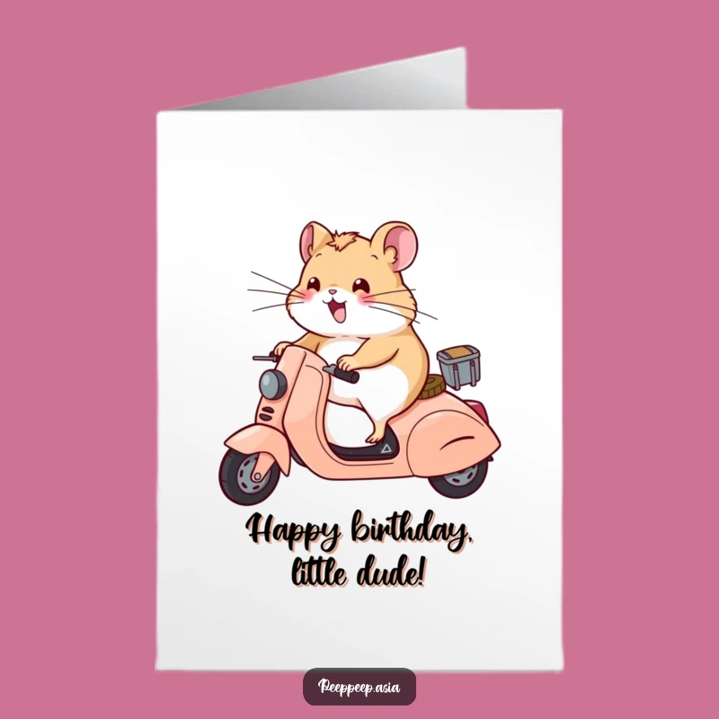 Funny Free Printable Hamster Scooter Birthday Card - Whiskers Wind Downloadable Gift