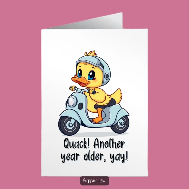 Free Printable Birthday Card: Determined Duckling Scooter Hero Downloadable Gift!