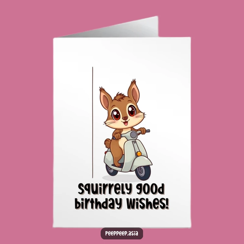 Funny Free Printable Squirrel Scooter Birthday Card - Curious Peek Downloadable Gift