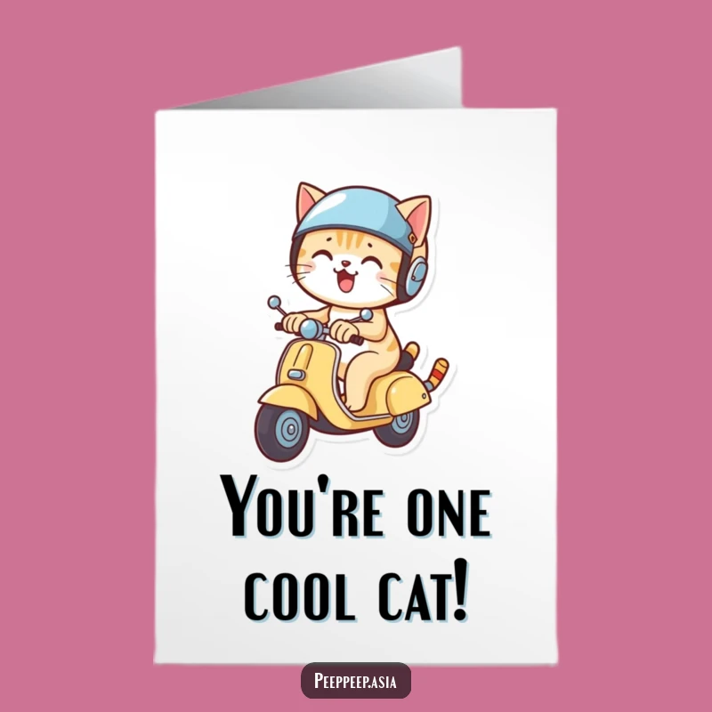 Free Printable Cat Scooter Congrats Card - Hilarious Helmet Zoom Downloadable Gift