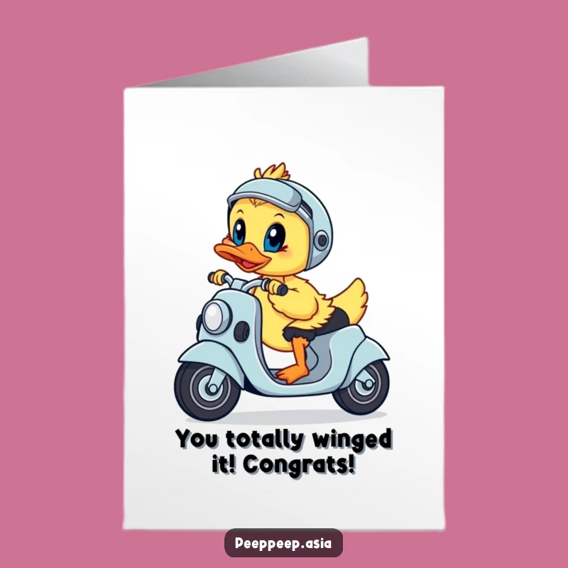 Free Printable Congrats Card: Duckling Scooter Champ for Your Downloadable Success!