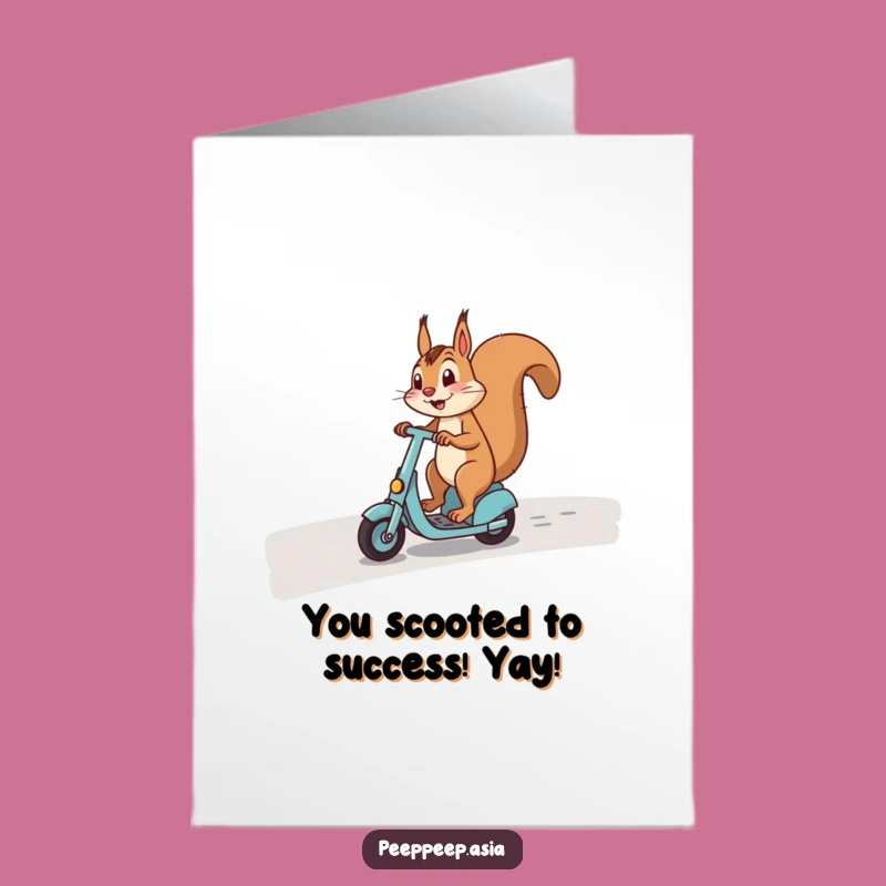 Free Printable Congrats Card: Speedy Squirrel Scooter Champ for Your Downloadable Celebration!