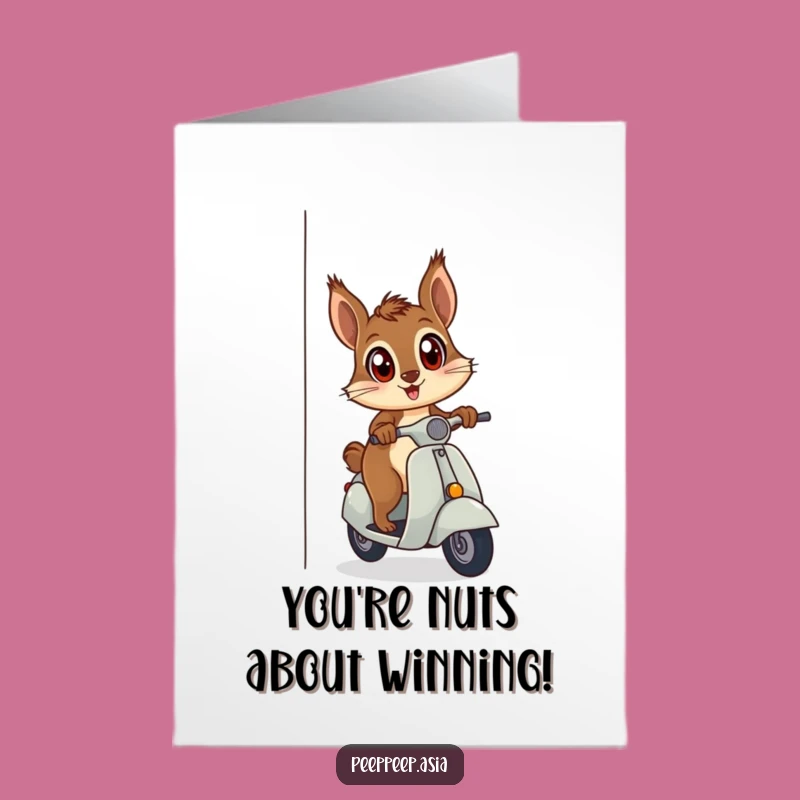Free Printable Squirrel Scooter Congrats Card - Hilarious Curious Peek Downloadable Gift