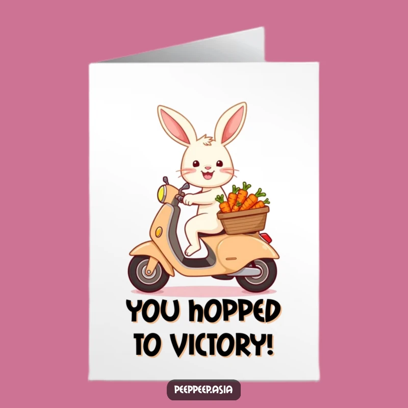 Free Printable Bunny Scooter Congrats Card - Hilarious Carrot Basket Downloadable Gift