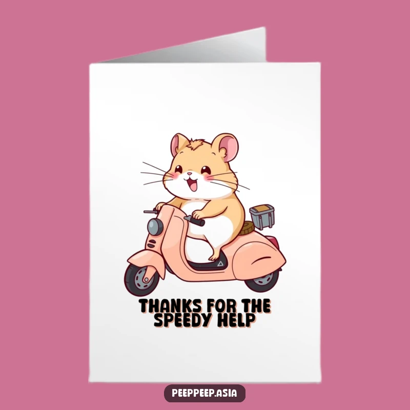 Free Printable Hamster Scooter Thank You Card - Humorous Whiskers Wind Downloadable Gift