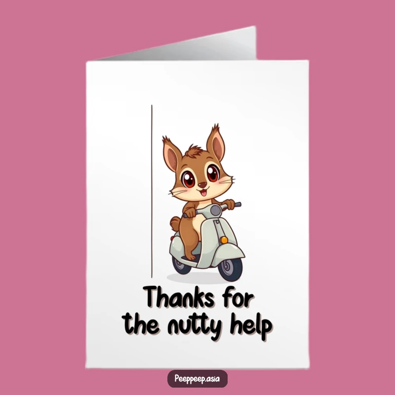 Free Printable Squirrel Scooter Thank You Card - Humorous Curious Peek Downloadable Gift