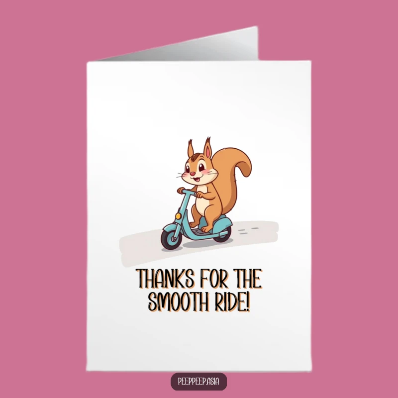 Free Printable Thank You Card: Squirrel on Scooter Delivering Gratitude Downloadable Gift!