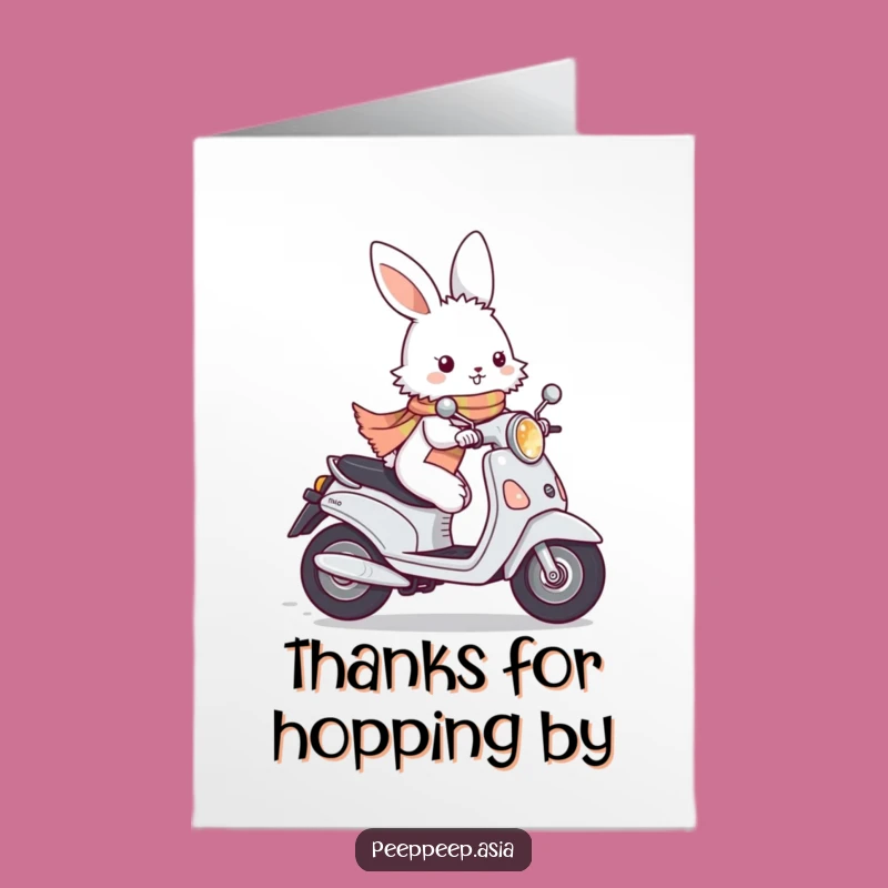 Free Printable Thank You Card: Bunny Moped Funny Downloadable Gift