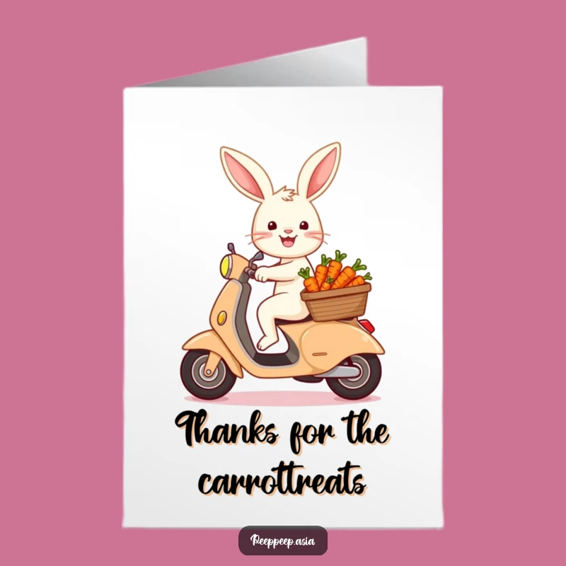 Free Printable Bunny Scooter Thank You Card - Humorous Carrot Basket Downloadable Gift