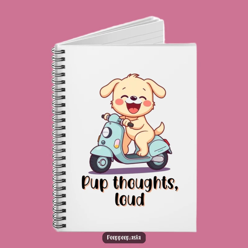 Funny Puppy Scooter Notebook - Hilarious Journal for Your Thoughts