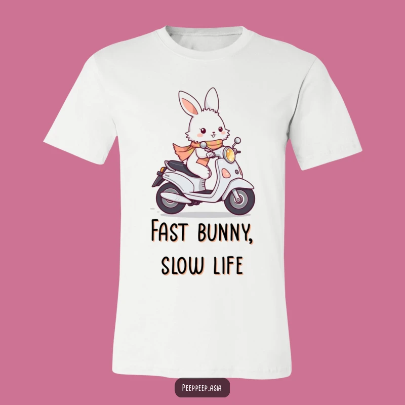 Funny Bunny Moped T-Shirt: Speed Through Your Day with Fluffy Humor!