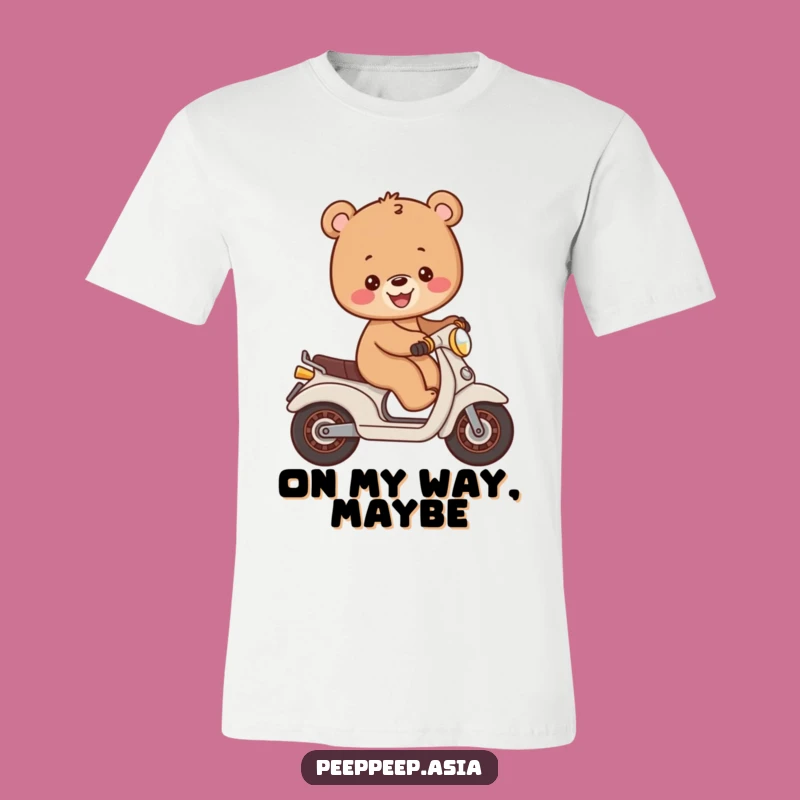 Funny Bear Cub Moped T-Shirt: Adventure Awaits with Cheeky Rides!