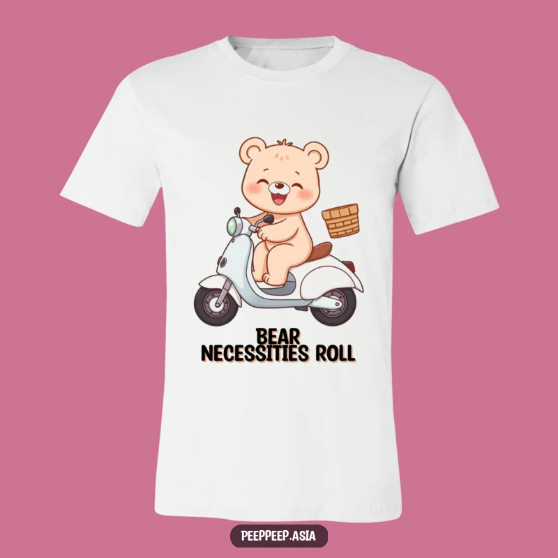 Funny Bear Scooter T-Shirt: Gleeful Rider, Fun Bear Design for Adults