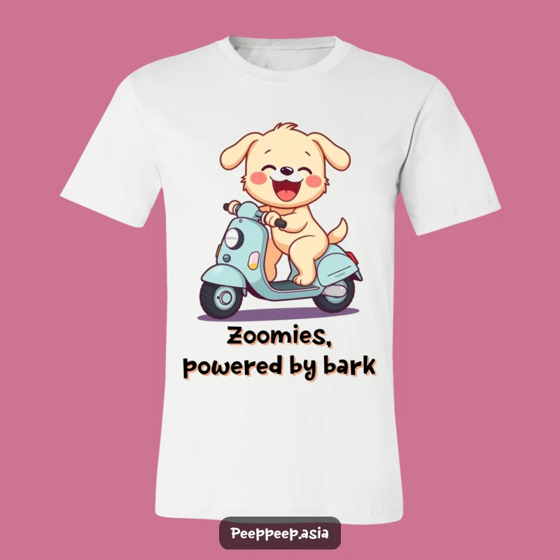 Funny Puppy Scooter T-Shirt - Barking with Joyful Humor
