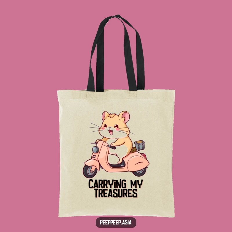 Funny Hamster Scooter Whiskers Tote Bag: A Hilarious Gift for Small Pet Lovers
